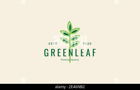 hipster leaf green plant line logo symbol icon vector graphic design Stock Vector
