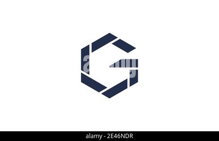 hexagonal  letter G construction logo symbol icon vector graphic design Stock Vector