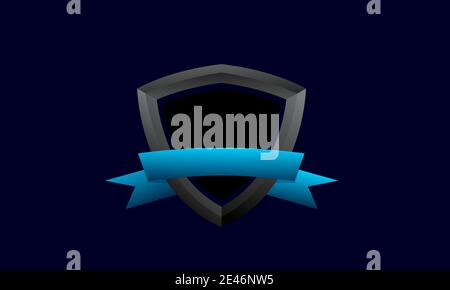 modern 3d shield or badge blue modern logo symbol icon vector graphic design Stock Vector