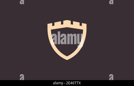 shield or badge with castle simple vintage logo symbol icon vector graphic design Stock Vector