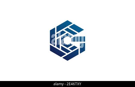 letter GC hexagonal modern logo symbol icon vector graphic design Stock Vector