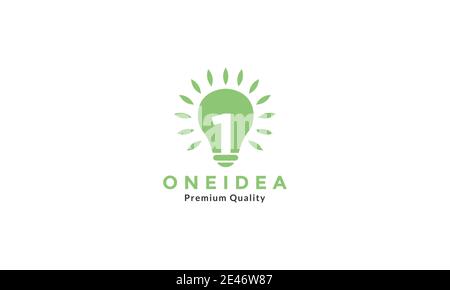 bulb lamp ideas with number one logo symbol icon vector graphic design Stock Vector