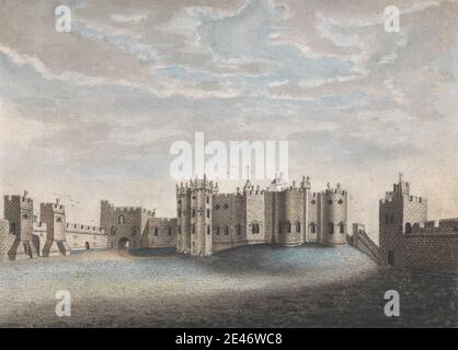 William Beilby, 1740–1819, British, Alnwick Castle, undated. Watercolor with pen and black ink over graphite on meidum, slightly textured, white laid paper.   architectural subject , castles , crosses (motifs) , Gothic (Medieval) , Medieval , spires , turrets (towers) , walls , windows. Alnwick , England , Europe , Northumberland , United Kingdom Stock Photo
