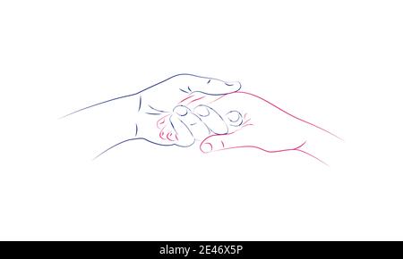 two hand helping line logo symbol icon vector graphic design Stock Vector