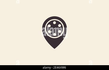 cinema  movie map pin location logo symbol icon vector graphic design Stock Vector