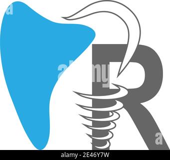 Letter R logo icon with dental design illustration vector Stock Vector
