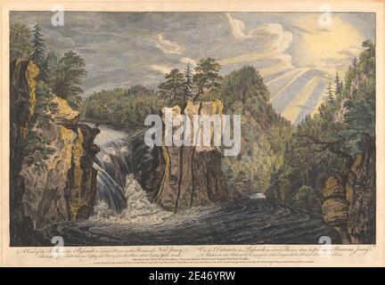 Print made by Paul Sandby RA, 1731–1809, British, A View of the Falls of the Passaic. , undated. Colored etching.   landscape , river , waterfall. New Jersey , Passaic , United States Stock Photo