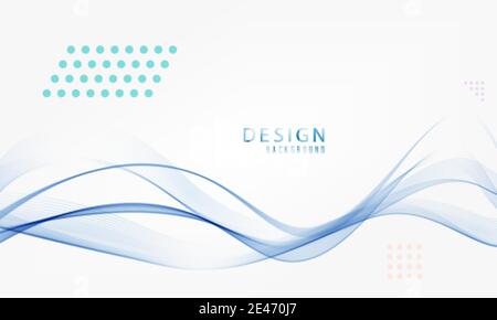 Abstract blue lines on a white background. Line . Blue wave with lines. Curved wavy line smooth .Design element. Stock Vector