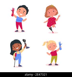 Children with disabilities. Special needs kids.  Stock Vector