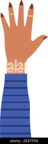 arm with one hand and brown nails in a white background Stock Vector