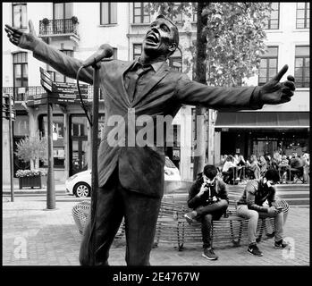 BRUSSELS, BELGIUM - Oct 17, 2020: Little place in the centre of Brussels; statue of Jacques Brel. Stock Photo