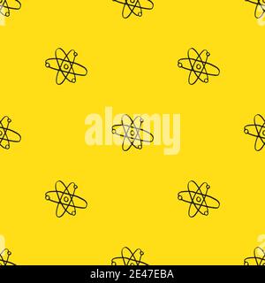 Atom symbol Seamless Pattern hand drawn. Vector Illustration. Stock Vector