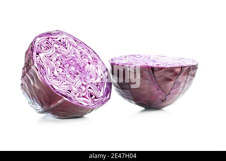Fresh red cabbage isolated on white background. Stock Photo
