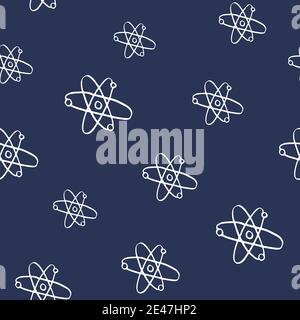 Atom symbol Seamless Pattern hand drawn. Vector Illustration. Stock Vector