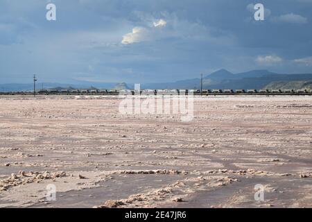 Scenic landscapes against sky at Lake Magadi, Kenya Stock Photo