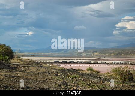 Scenic landscapes against sky at Lake Magadi, Kenya Stock Photo