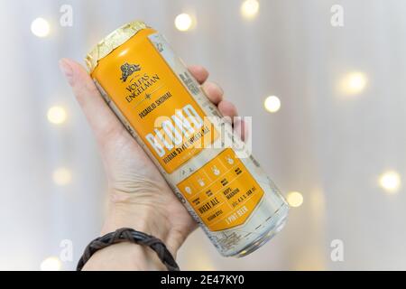 Tyumen, Russia-January 15, 2021: Volfas Engelman is a legendary beer of the post-war period. It is the largest brewery in Kaunas, where the most popul Stock Photo