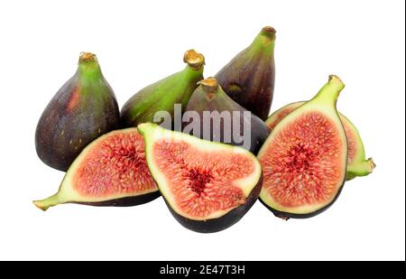 Group of fresh ripe fig fruits isolated on a white background Stock Photo