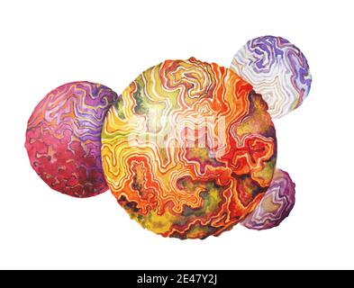 Set Watercolor Colorful Planets Isolated White Background Watercolour Hand  Drawn Stock Vector by ©OlgaZe 197964408