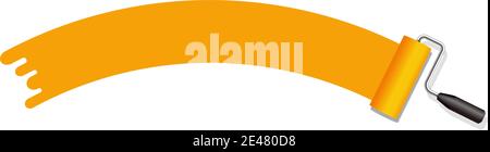 roller painter, paintbrush vector illustration. ( arch shape ) | orange Stock Vector