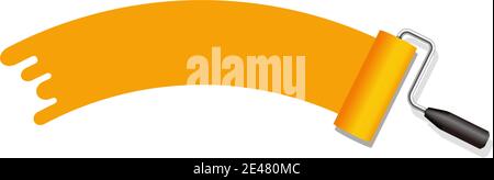 roller painter, paintbrush vector illustration. ( arch shape ) | orange Stock Vector