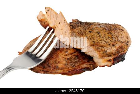 Grilled lamb leg meat steaks isolated on a white background Stock Photo