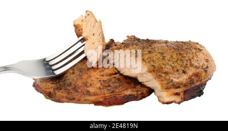 Grilled lamb leg meat steaks isolated on a white background Stock Photo