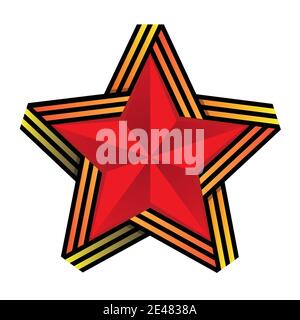 Vector star with St. George ribbon, holiday sign, postcard for the holiday, February 23, May 9, defenders of the fatherland day, victory day Stock Vector