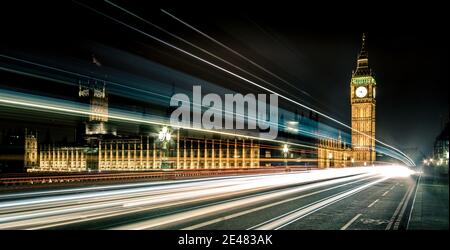 Westminster bridge with bigben at night Stock Photo