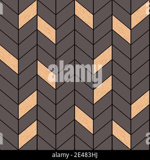Seamless pattern, mosaic combination of wood and metal texture in decor, in the interior, for wallpaper or fabric Stock Vector