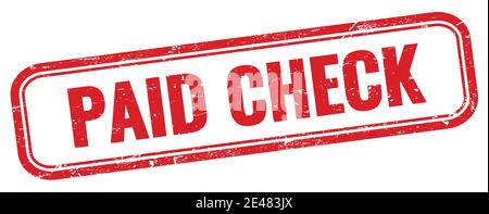 PAID CHECK text on red grungy rectangle stamp. Stock Photo