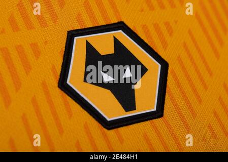 Close up of Wolverhampton Wanderers FC kit 2020/21 Stock Photo