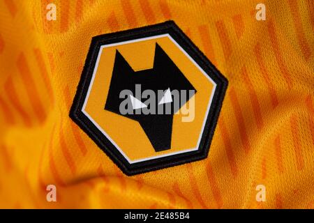 Close up of Wolverhampton Wanderers FC kit 2020/21 Stock Photo