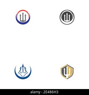 Set Trident Logo Template vector icon illustration design Stock Vector