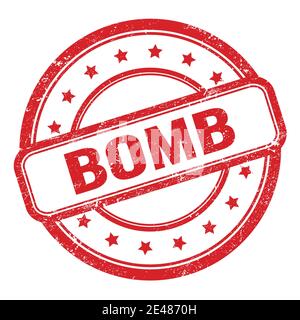 BOMB text on red grungy round vintage stamp Stock Photo - Alamy