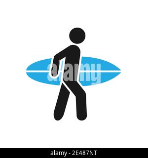 Person holding a surfbord icon vector for graphic design, logo, web site, social media, mobile app, ui illustration Stock Vector