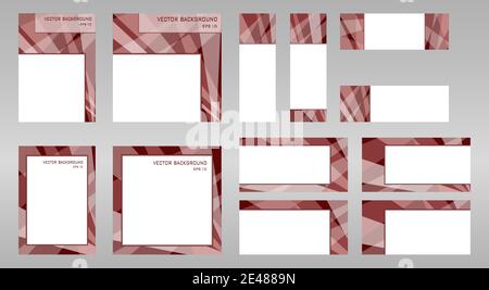 Big set of layouts in chocolate hues. Covers A4, square template, 8 banners with text place. Flat geometric pattern. Vector abstract background. EPS10 Stock Vector