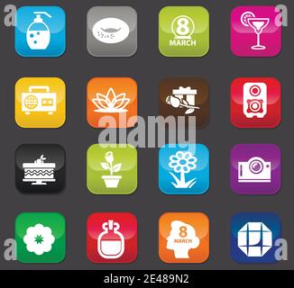 Womens Day icons set Stock Vector