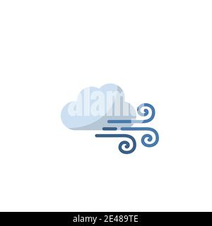 Strong wind and cloud. Flat color icon. Isolated weather vector illustration Stock Vector