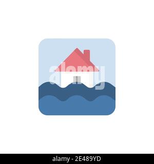 Flood. Flat color icon. Isolated weather vector illustration Stock Vector