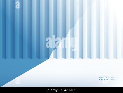 Realistic blue studio wall, Empty light&shadow room interior in minimal 3d. Stock Vector
