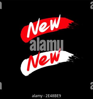 New label on red brush stroke. Red Blots stains of new tag label. Stock Vector