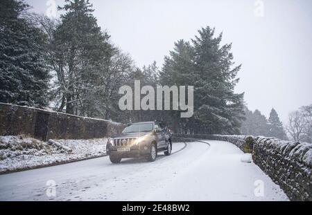 Nenthead, Cumbria UK. Sunday 27th December 2020:   Storm Bella battered parts of the North West and Cumbria this morning with strong winds and heavy s Stock Photo