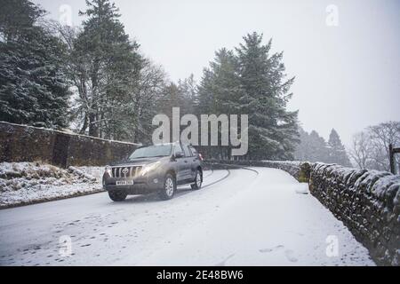 Nenthead, Cumbria UK. Sunday 27th December 2020:   Storm Bella battered parts of the North West and Cumbria this morning with strong winds and heavy s Stock Photo