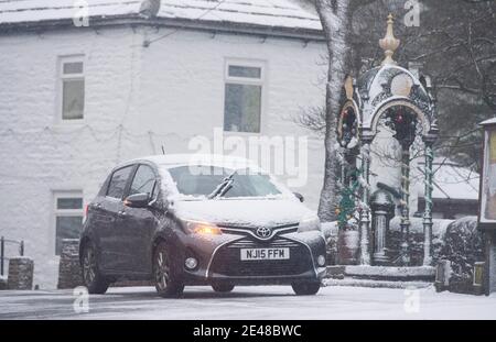 Nenthead, Cumbria UK. Sunday 27th December 2020:   Storm Bella battered parts of the North West and Cumbria this morning with strong winds and heavy s Stock Photo