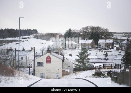 Nenthead, Cumbria UK. Sunday 27th December 2020:   Storm Bella battered parts of the North West and Cumbria this morning with strong winds and heavy s Stock Photo