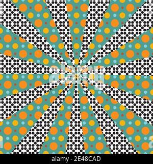 An abstract dot pattern burst shape background image. Stock Vector