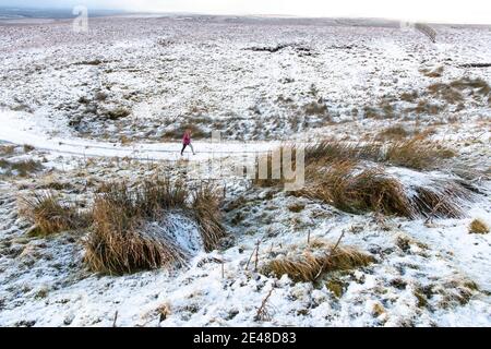 Garrigill, Cumbria, UK - Monday 27th January 2020 - Snow showers have continued through out the morning near Garrigill in Cumbria this morning as the Stock Photo