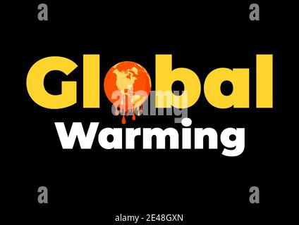 Global warming logo. Global warming, Earth globe melting. Stock Vector