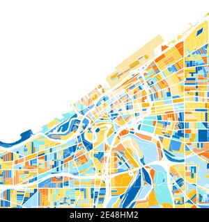 Modern City Map - Cleveland Ohio City Of The USA With Neighborhoods And ...